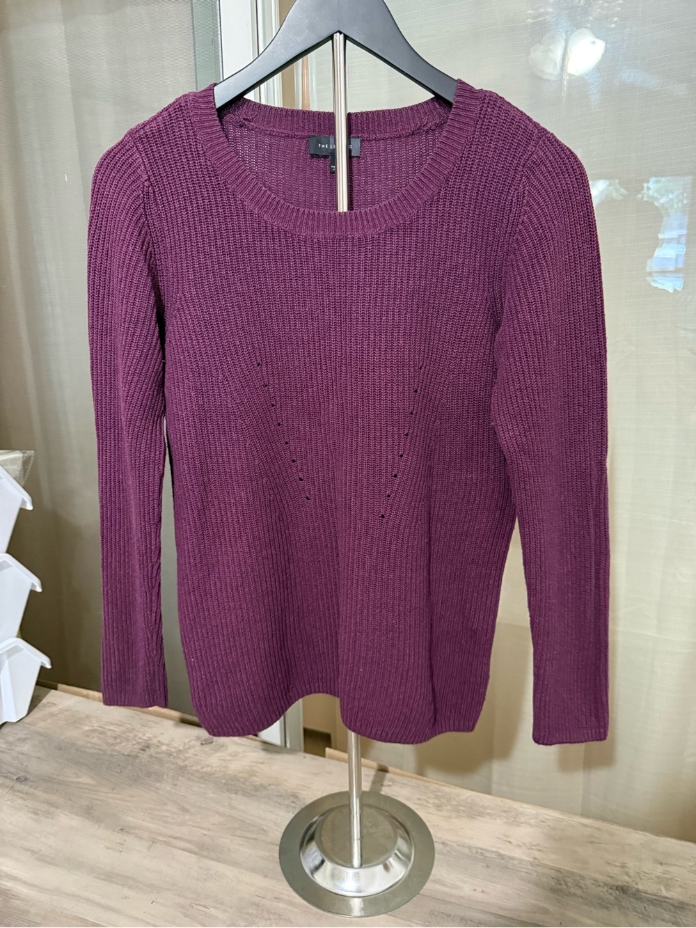The Limited Plum Ribbed Crewneck Sweater